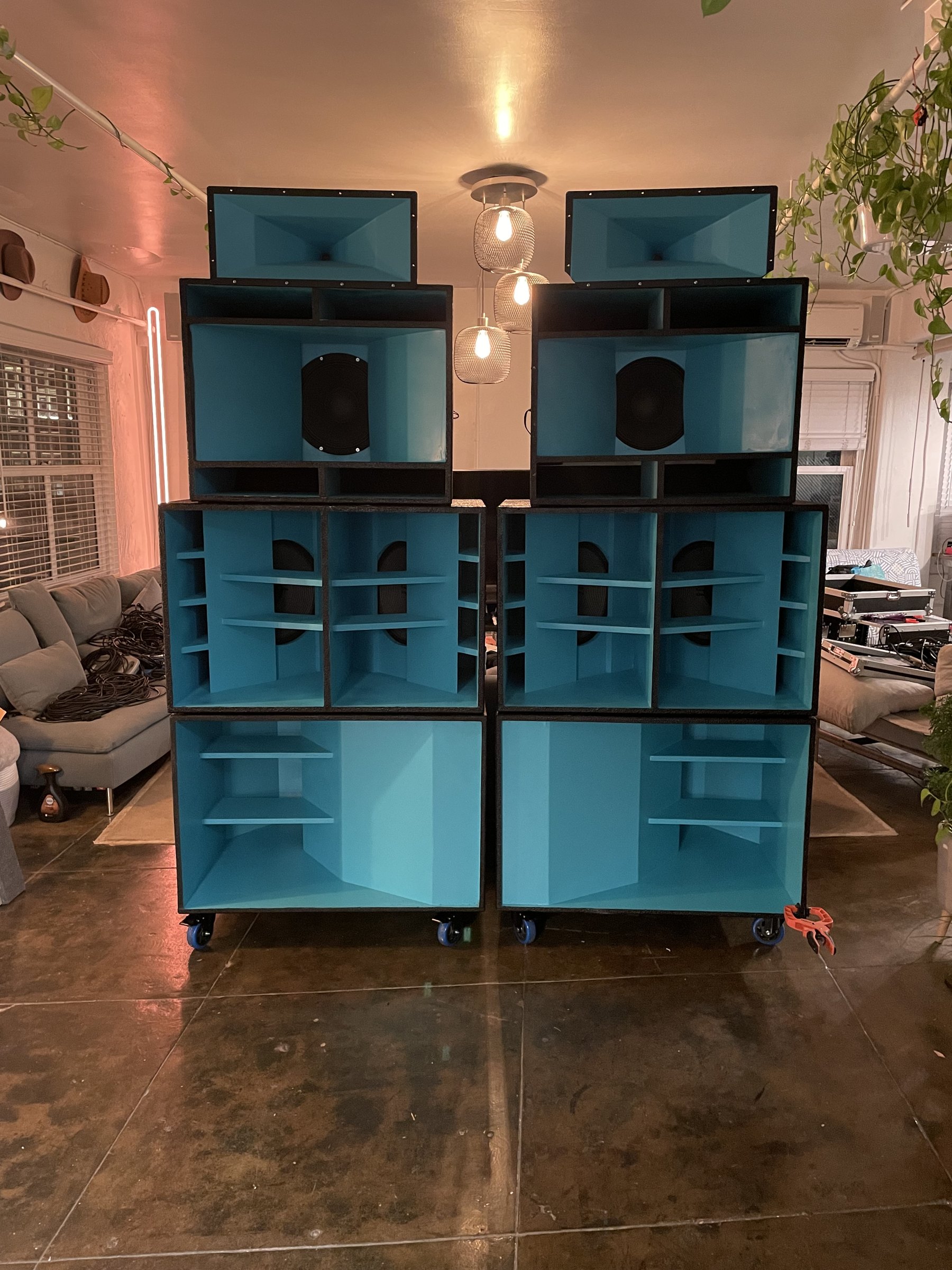 Custom horn-loaded speaker stacks