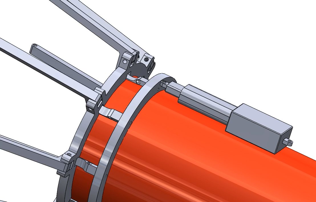 CAD detail of the collar ring, linkages, and linear actuator