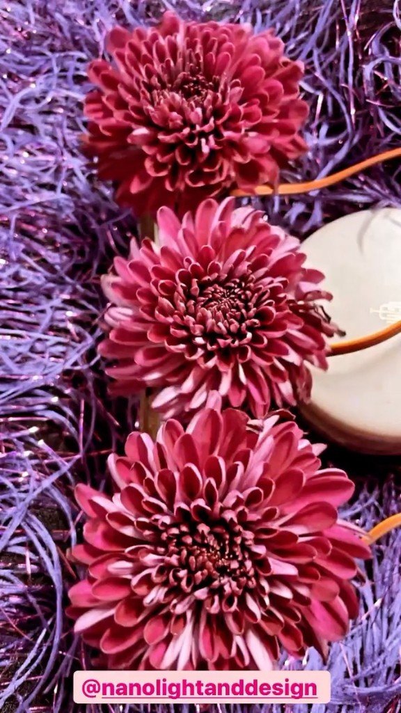 Magenta flowers with integrated electronics