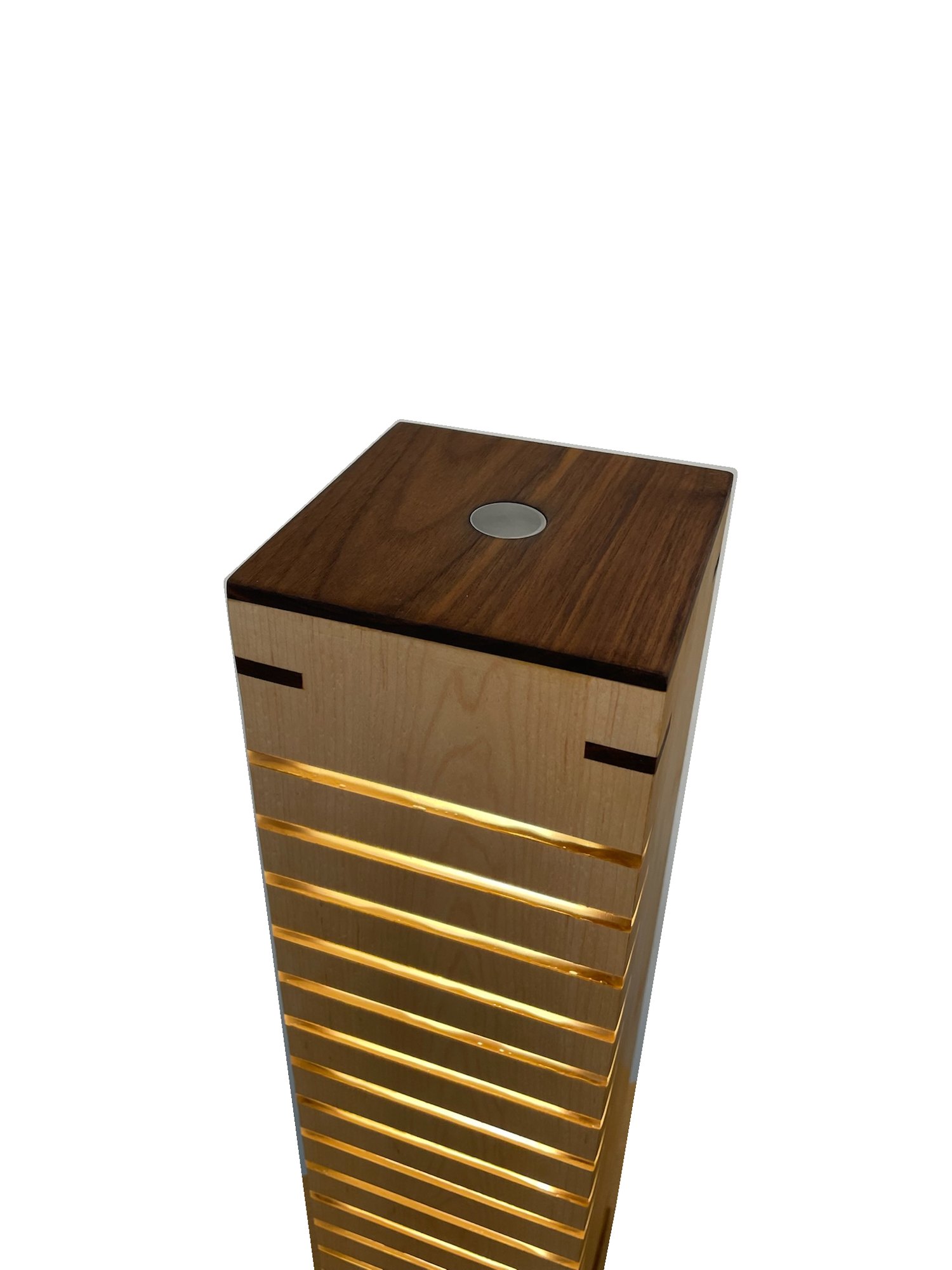 Slatted wooden light column