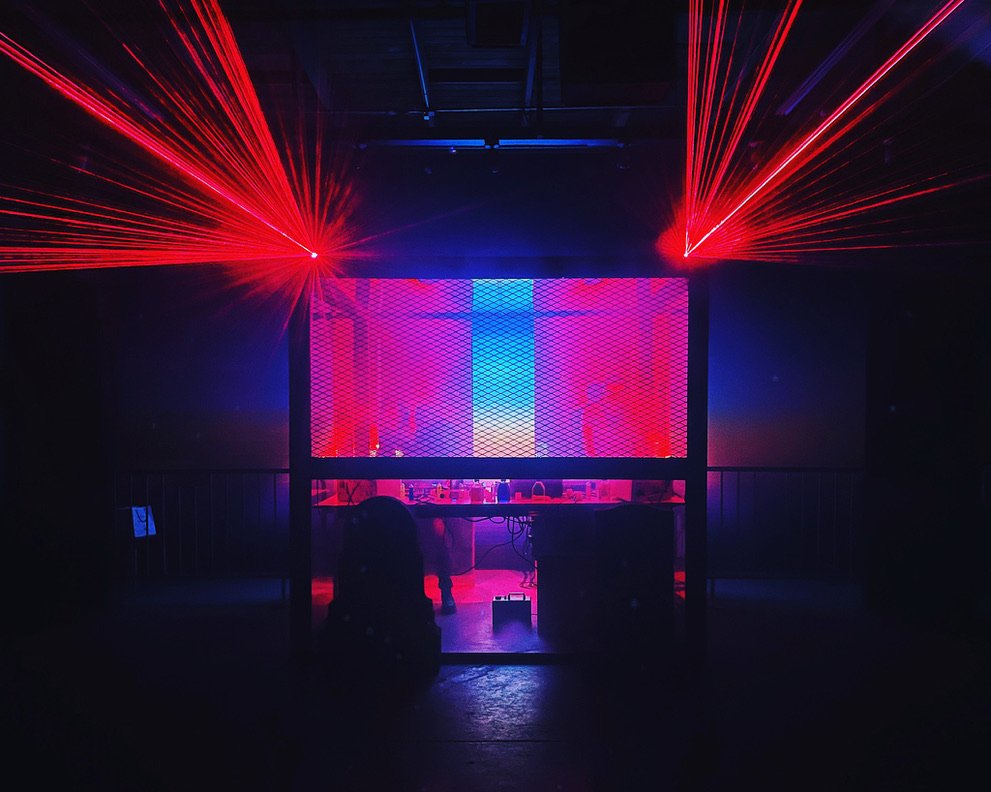 Laser and mesh lighting installation