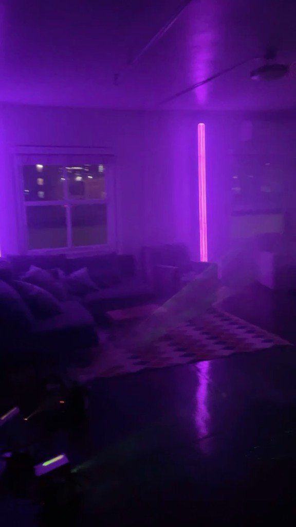 Magenta atmospheric lighting in a studio